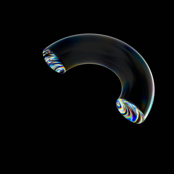 istock 3d Transparent glossy semi-ring with dispersion effect. Rainbow colors reflection glass. 3d render illustration 2086544503