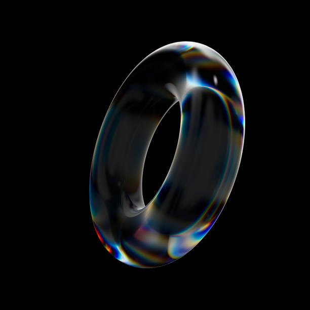istock 3d Transparent glossy ring with dispersion effect. Rainbow colors reflection glass. 3d render illustration 2086544506