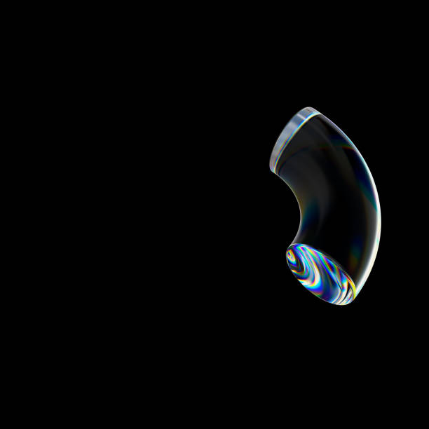 istock 3d Transparent glossy semi-ring with dispersion effect. Rainbow colors reflection glass. 3d render illustration 2086544816