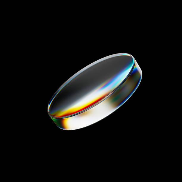 istock 3d Transparent glossy cylinder with dispersion effect. Rainbow colors reflection glass. 3d render illustration 2086544979