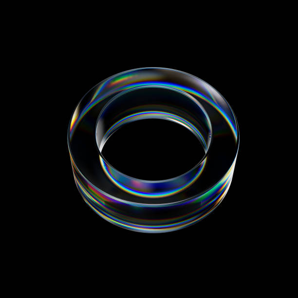 istock 3d Transparent glossy tube with dispersion effect. Rainbow colors reflection glass. 3d render illustration 2086545012