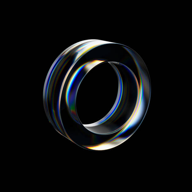 istock 3d Transparent glossy tube with dispersion effect. Rainbow colors reflection glass. 3d render illustration 2086545013