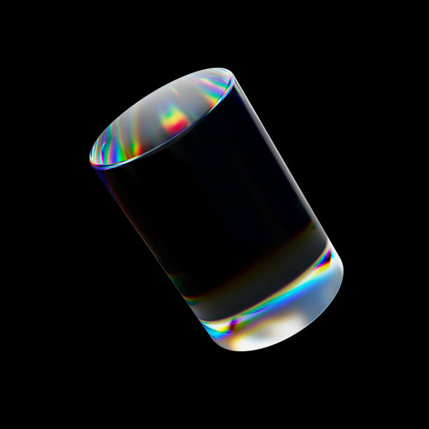 istock 3d Transparent glossy cylinder with dispersion effect. Rainbow colors reflection glass. 3d render illustration 2086545026