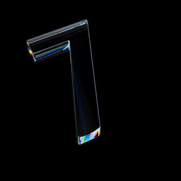 istock 3d Transparent glossy number 7 with dispersion effect. Rainbow colors reflection glass. 3d render illustration 2086545030