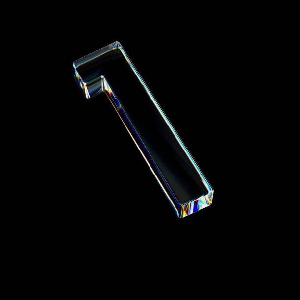 istock 3d Transparent glossy number 1with dispersion effect. Rainbow colors reflection glass. 3d render illustration 2086545053