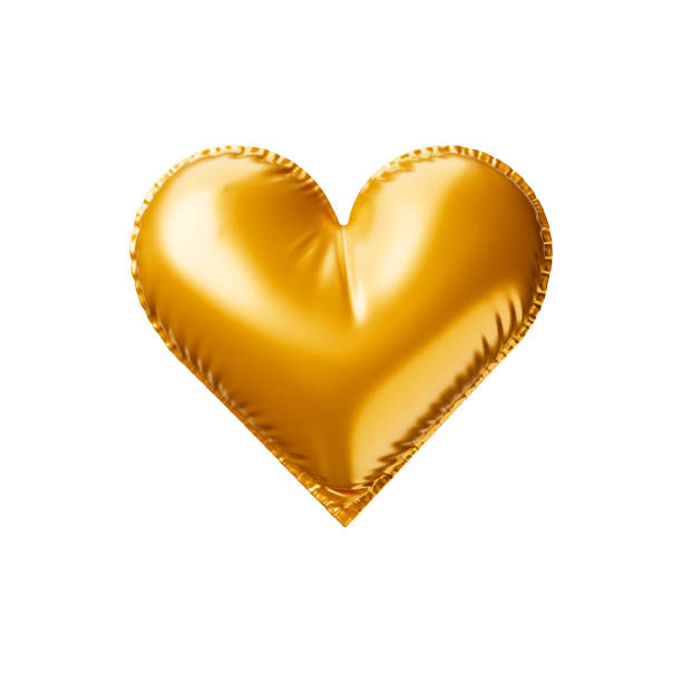 Golden balloon heart. 3d render illustration.