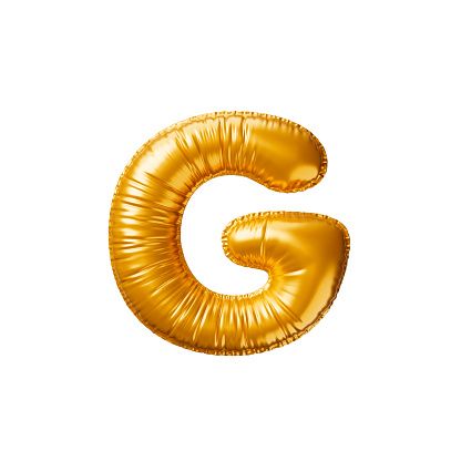 Golden balloon Letter G. 3d render illustration.