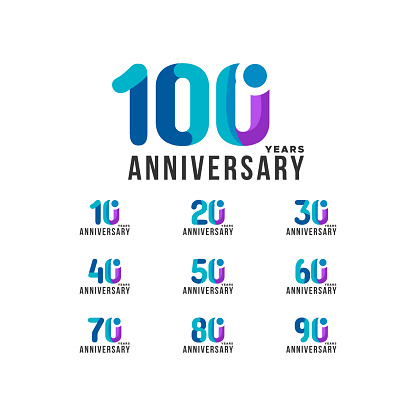 Gradient Anniversary Number Vector Design Collection