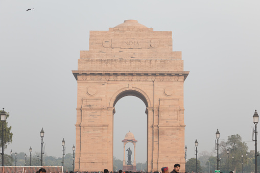 The India Gate, initially called the All Indian Wars Memorial, it was built by architect Edwin Lutyens. It is a national monument situated on Rajpath, the heart of the Indian city of New Delhi and honors soldiers killed during World War II and the Afghan Wars.