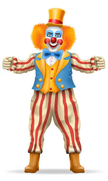 Vector illustration of cheerful clown actor and circus character vector illustration