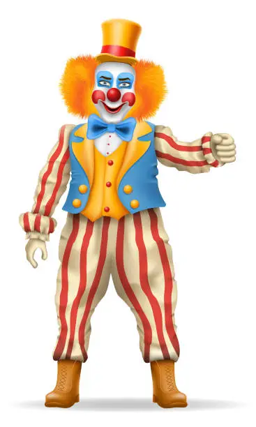 Vector illustration of cheerful clown actor and circus character vector illustration
