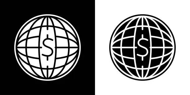 Vector illustration of Globe icon with dollar.