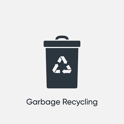 Bin with recycling sign concept icon. Simple one colored ecology element illustration. Vector symbol design from nature collection. Can be used in web and mobile.