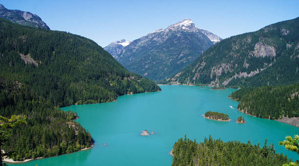 Diablo Lake, North Cascades National Park, Washington State, United States Diablo Lake, North Cascades National Park, Washington State - United States north cascades national park cascade range waterfall snowcapped stock pictures, royalty-free photos & images