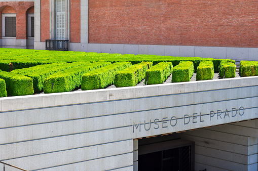 Madrid, Spain - June 2018: Entrance of Prado museum in Madrid