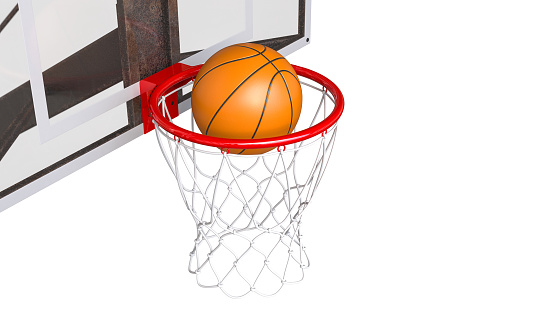 Achieving basketball scoring success with precision and swish. 3d render