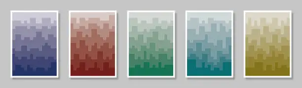 Vector illustration of Minimalism design cover set. City landscapes.