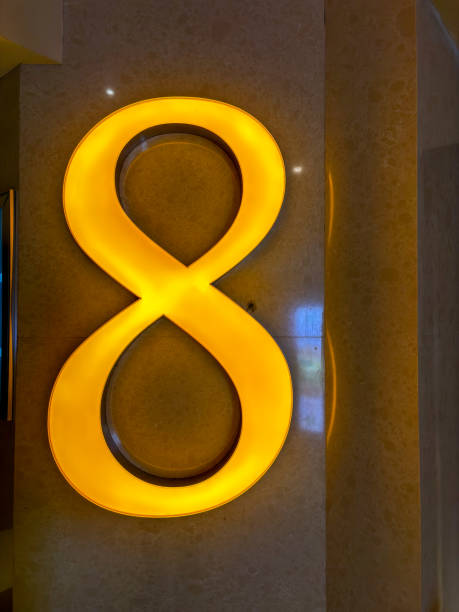 istock A large, illuminated number eight is displayed on a dark background 2086700928