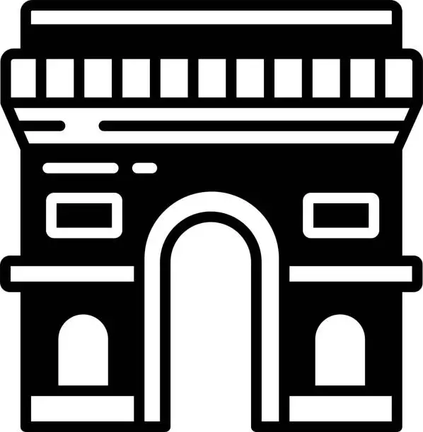 Vector illustration of Arc De Triomphe. glyph and line vector illustration