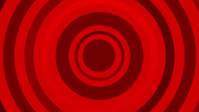 Abstract animated background with red crimson colored pulsing concentric circles and trembling center. Retro vintage style and seamless loop