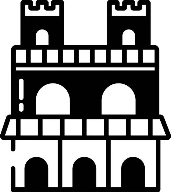 Vector illustration of Notre Dame. glyph and line vector illustration