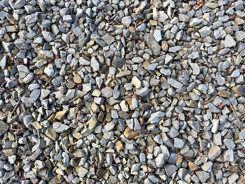 Crushed stone laid as a road base