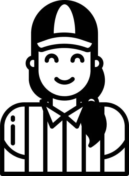 Vector illustration of Referee woman glyph and line vector illustration