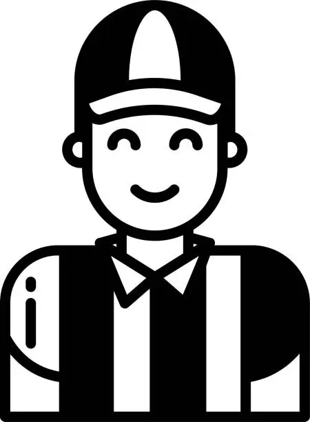 Vector illustration of Referee glyph and line vector illustration
