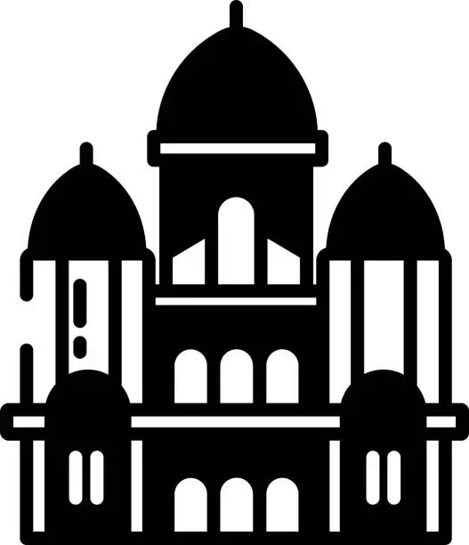Vector illustration of Sacre Coeur glyph and line vector illustration