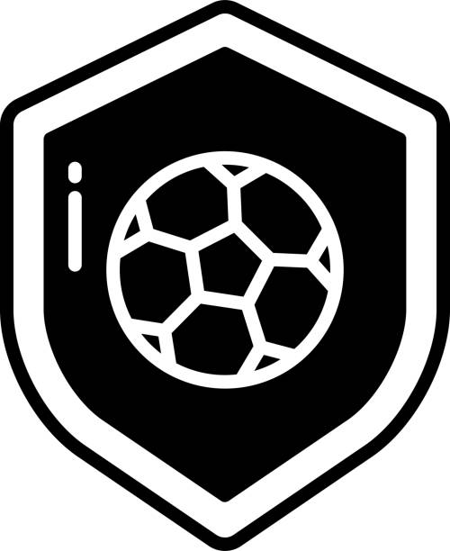 ilustrações de stock, clip art, desenhos animados e ícones de shield. glyph and line vector illustration - football player