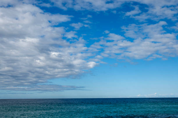 Sky for background, sky and cumulus clouds. Bright blue sky and light of the sun. Beautiful landscape