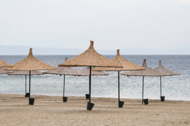 istock Sunbeds, Umbrellas and Hammocks in a beach 2086751599