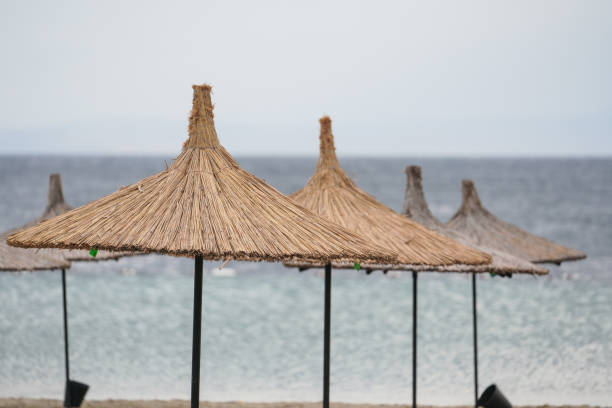 istock Sunbeds, Umbrellas and Hammocks in a beach 2086752672