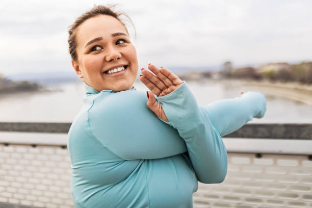 Overweight Woman Stretching