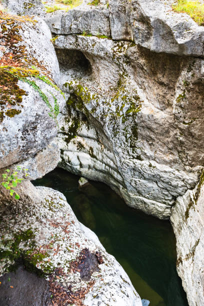 River lle Fier is digging through rocks with erosion