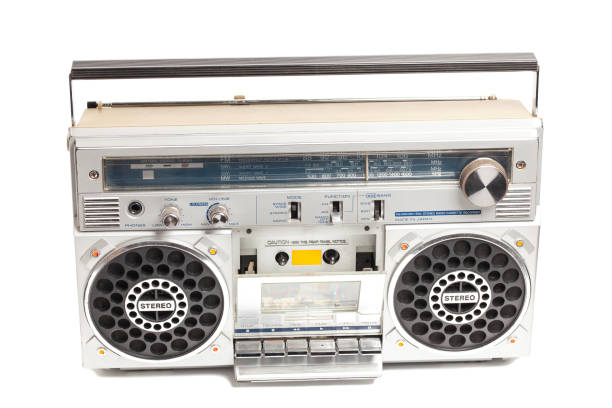 1980s Silver radio boom box