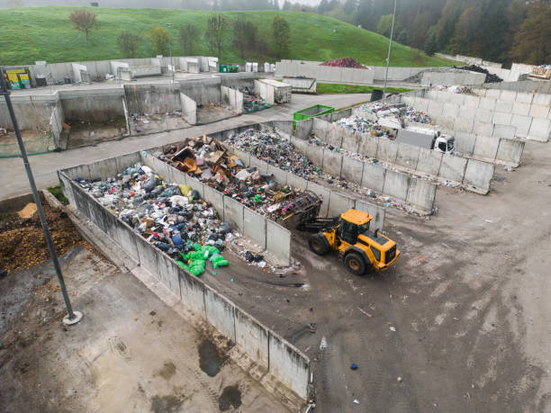 istock Handling construction waste on the landfill site, aerial side view 2086778739