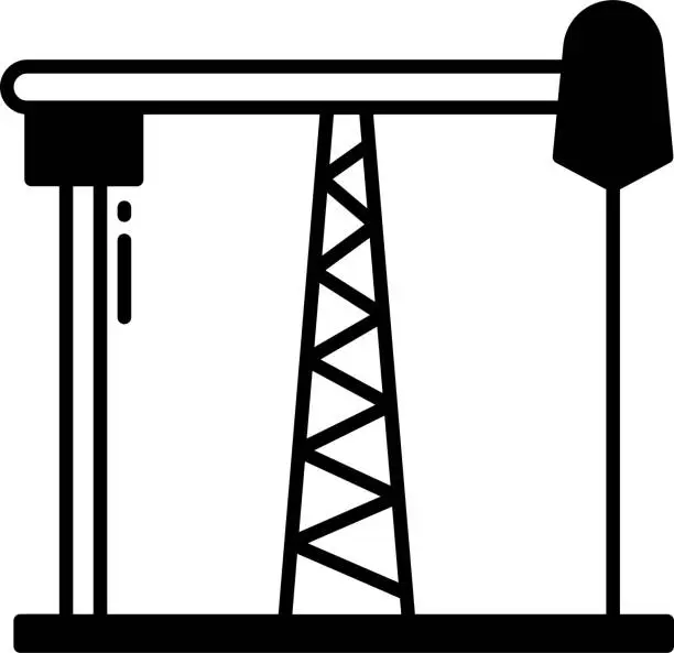 Vector illustration of Oil Pump glyph and line vector illustration