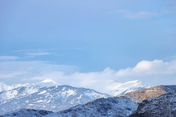 istock Cold snowy mountain landscape at sunset. 2086804930