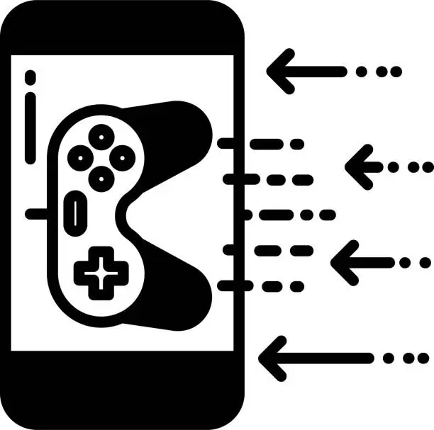 Vector illustration of Mobile game glyph and line vector illustration