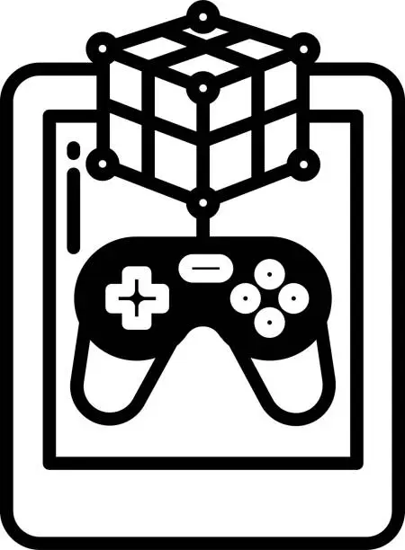 Vector illustration of Tablet game glyph and line vector illustration