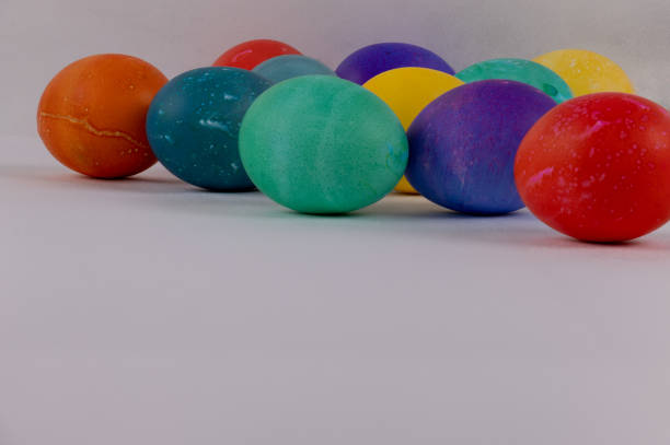 Colorful Easter eggs in the box