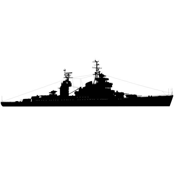 istock Silhouette on a white background of a ship military destroyer 2086877931