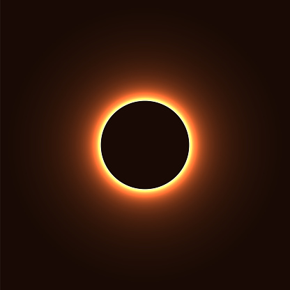 Total solar eclipse. Illustration of a natural phenomenon, where the Moon obscures the Sun. Eclipses have been interpreted as omens, and portents, a phenomenon, often signifying the advent of change.