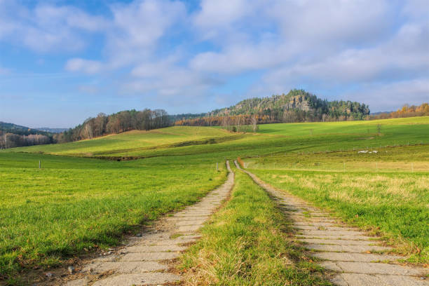 mountain Rauenstein in Elbe Sandstone Mountains, Germany in autumn
