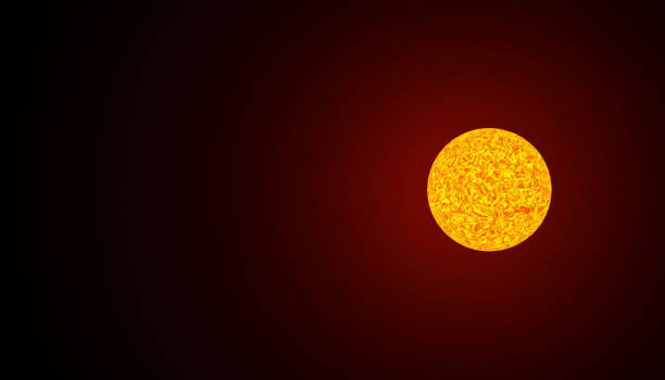 front view of a sun levitating in space on a dark background three-dimensional image