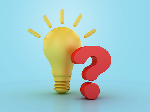 Light Bulb with Question Mark - Color Background - 3D Rendering