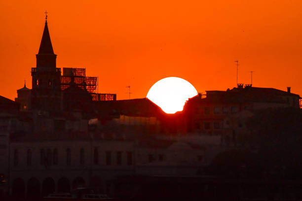 Venice at sunset in silhouette