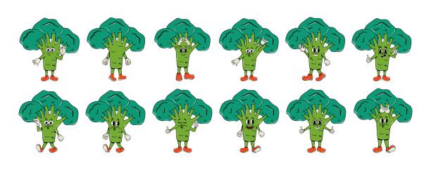 ilustraciones, imágenes clip art, dibujos animados e iconos de stock de brócoli genial - agriculture backgrounds cabbage close up