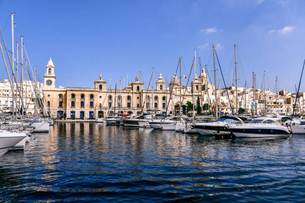 Many Moored Boats On Birgu Yacht Charters, Malta